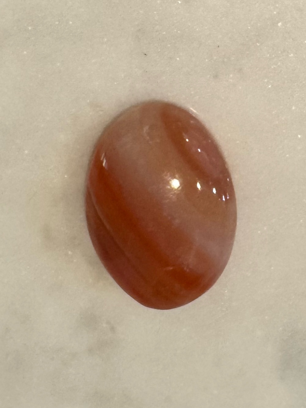 Polished Orange & White Agate Cabochon Pendant